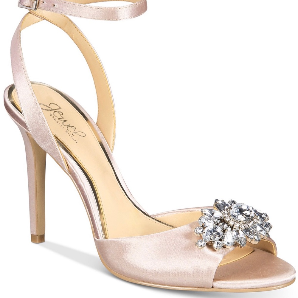 Formal Silk Bejeweled Pumps